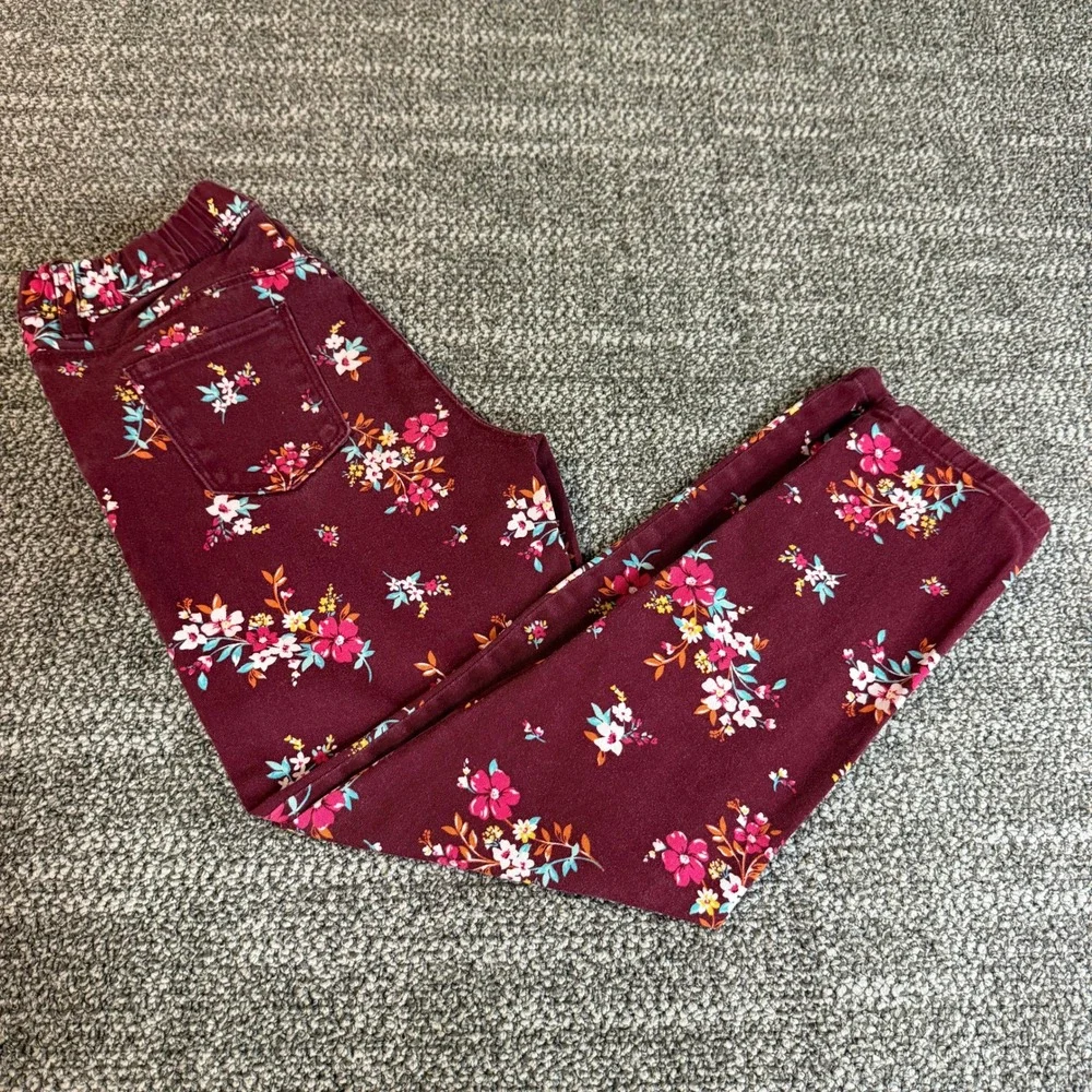 Carters Girls Burgundy Floral Jegging Pants Maroon Size 7